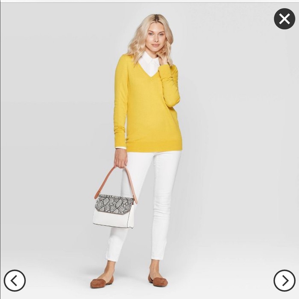 Women's Ribbed Cuff V-Neck Pullover Sweater